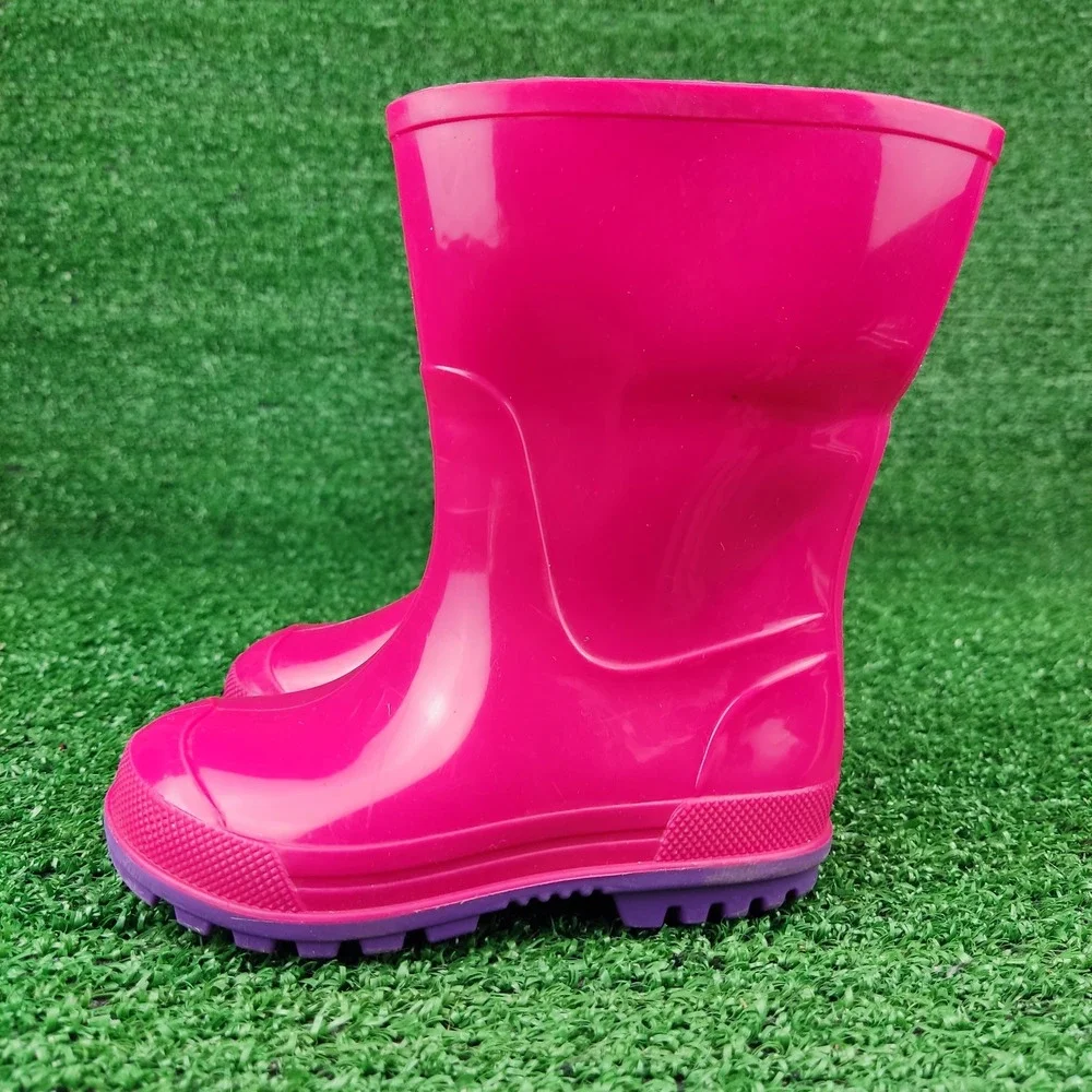 Unbranded Rain Boots Kids 5-6 Pink Purple Rubber Waterproof Made in Canada